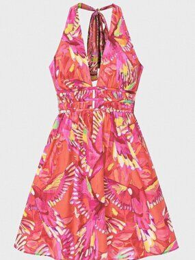 FARM Rio Flying Birds Halter Mini Dress – Open Back- Small- New Without Tags